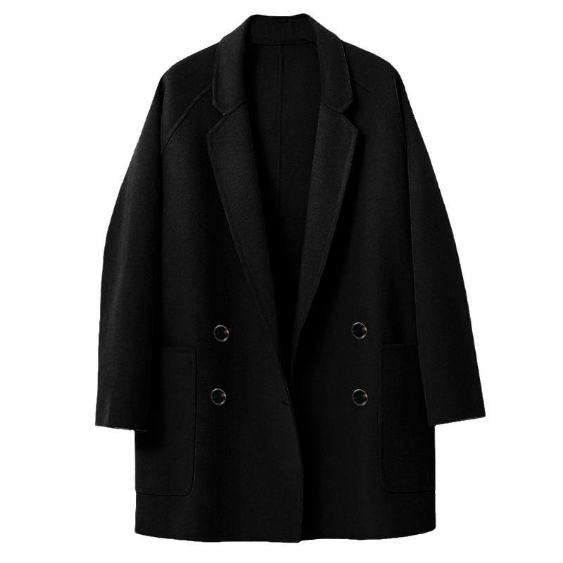 Coats | Black Double Breasted Smart Coat  –  Womens Clothing Black