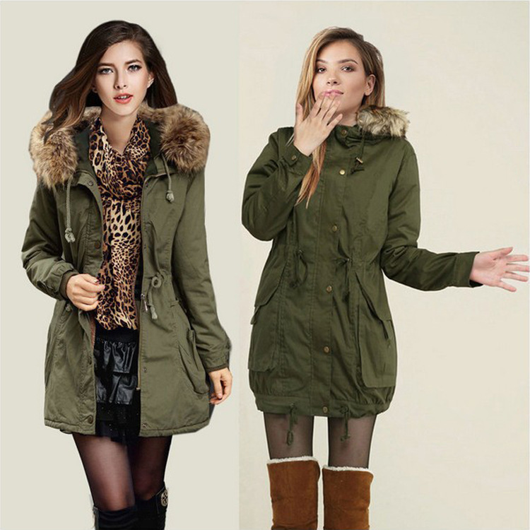 Coats | Khaki Faux Fur Hooded Parka Coat  –  Womens Clothing Coats