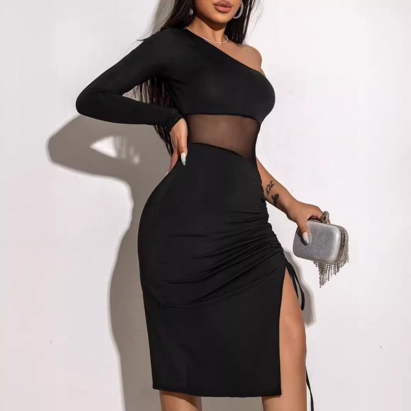 Dresses | Black Colour Block Stripe Stretch Midi Dress  –  Womens Clothing Black