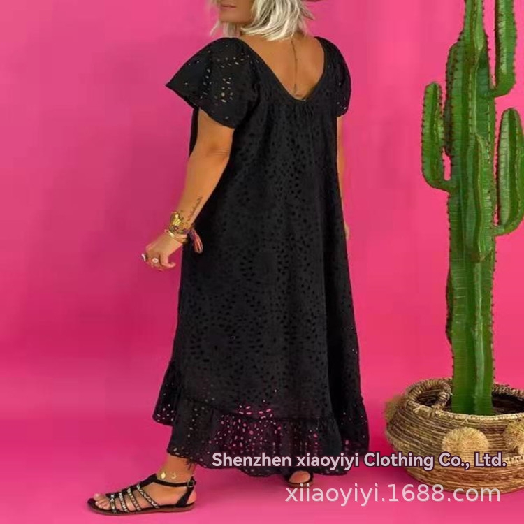 Dresses | Black Cotton Broderie Tiered Smock Dress  –  Womens Clothing Black