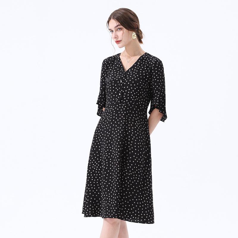 Dresses | Black Curve Spot Print Twist Front Ruched Dress  –  Womens Clothing Black