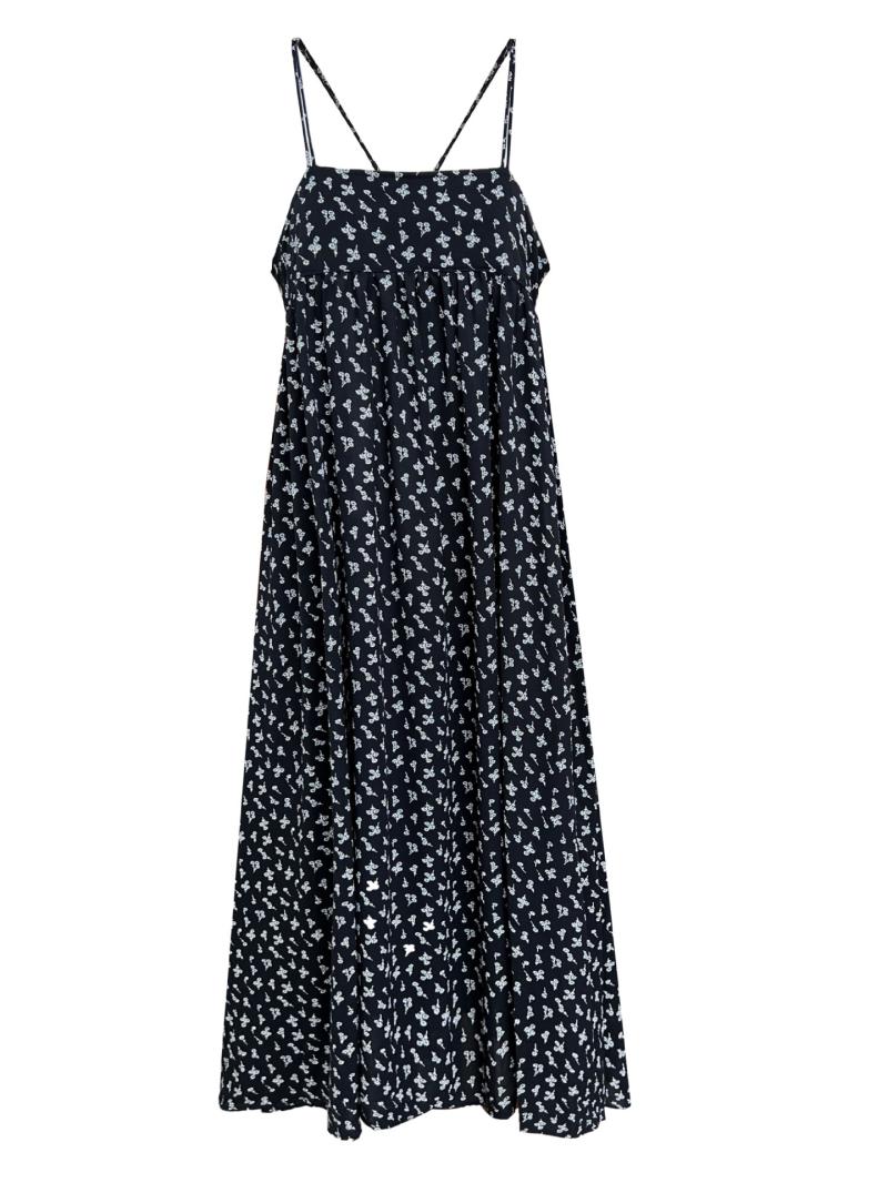 Dresses | Black Ditsy Floral Print Midi Dress  –  Womens Clothing Black