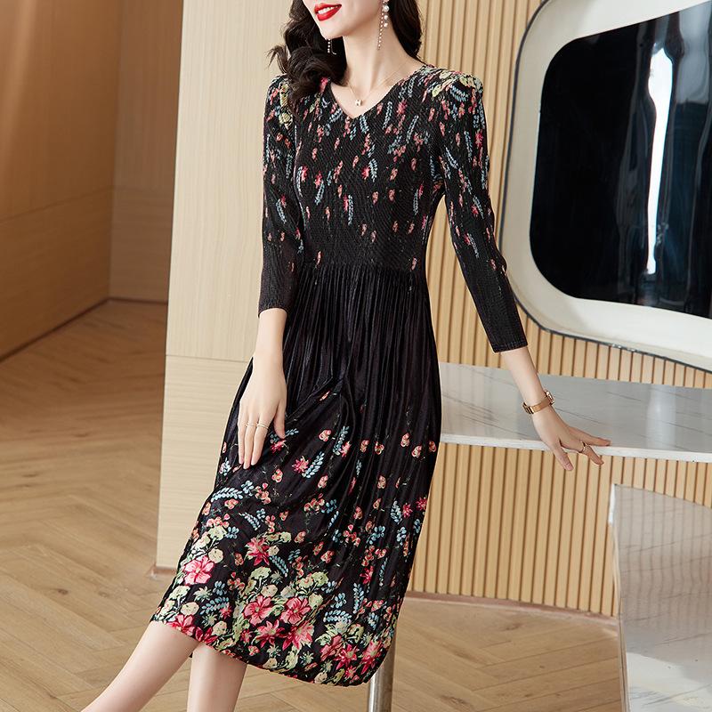 Dresses | Black Ditsy Floral Print Stretch Dress  –  Womens Clothing Black