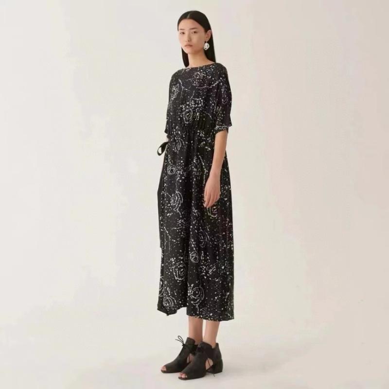 Dresses | Black Floral Border Print Midi Dress  –  Womens Clothing Black