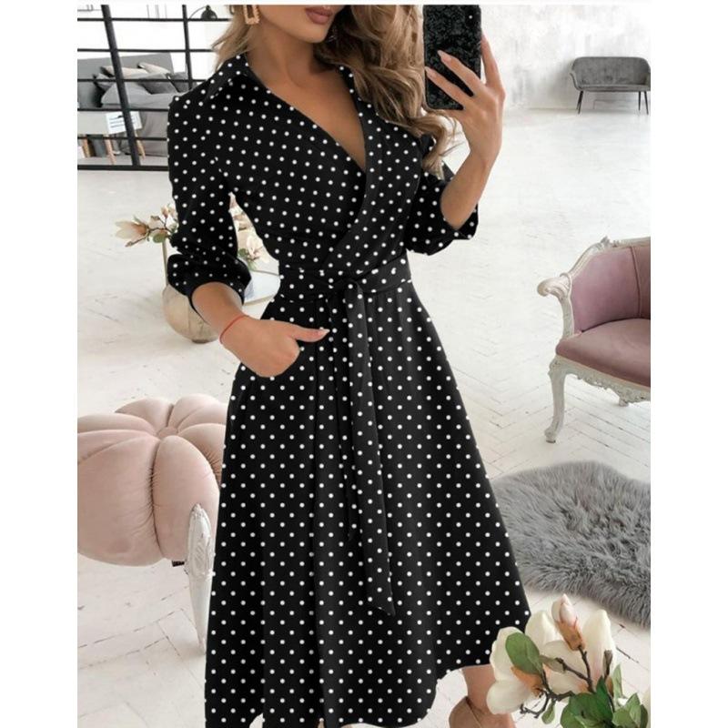 Dresses | Black Petite Polka Dot Midi Stretch Dress  –  Womens Clothing Black