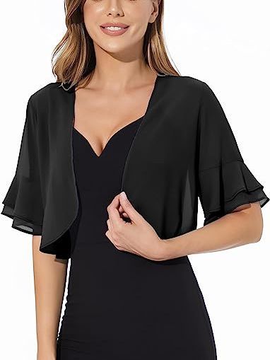 Dresses | Black Petite V-Neck Flare Trim Detail Cape Dress  –  Womens Clothing Black