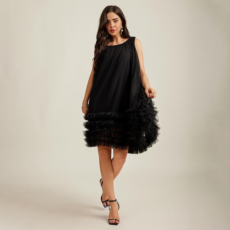 Dresses | Black Petite Velvet Feather Hem Dress  –  Womens Clothing Black