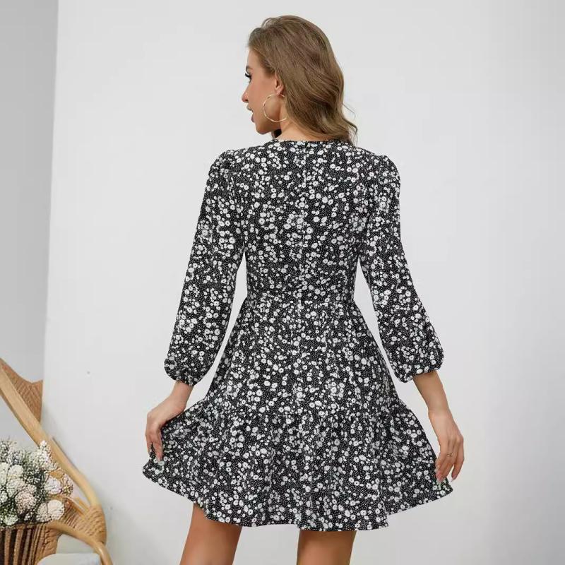 Dresses | Black Spot Print Midi Dress  –  Womens Clothing Black