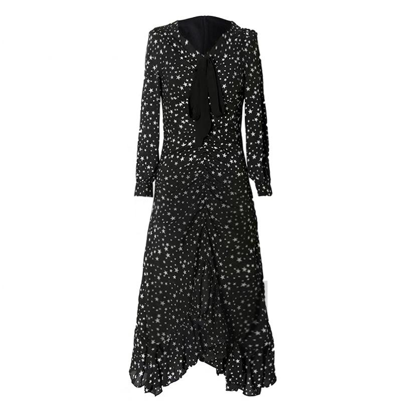 Dresses | Black Star Foil Print Frill Dress  –  Womens Clothing Black