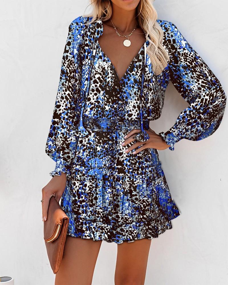 Dresses | Blue Abstract Print Tiered Smock Dress  –  Womens Clothing Blue