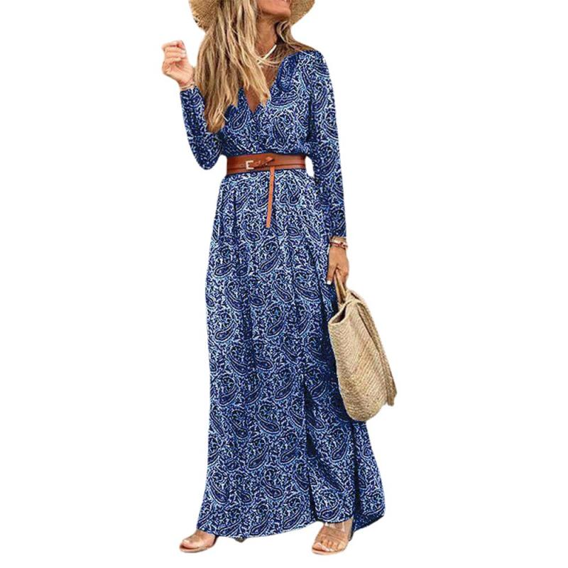 Dresses | Blue Animal Print Mock Wrap Midi Dress  –  Womens Clothing Blue