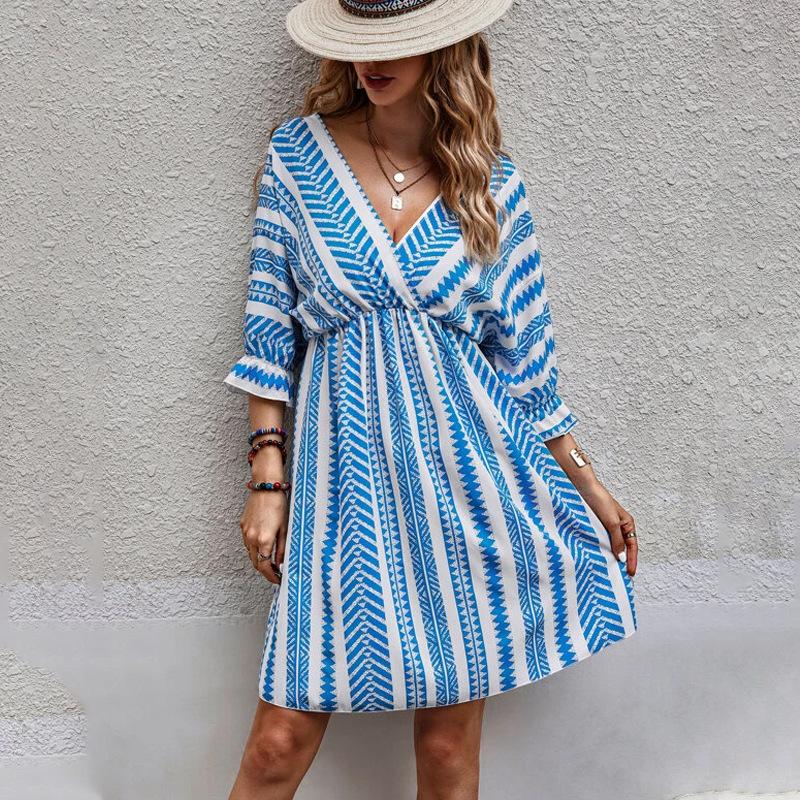 Dresses | Blue Aztec Print Smock Dress  –  Womens Clothing Blue