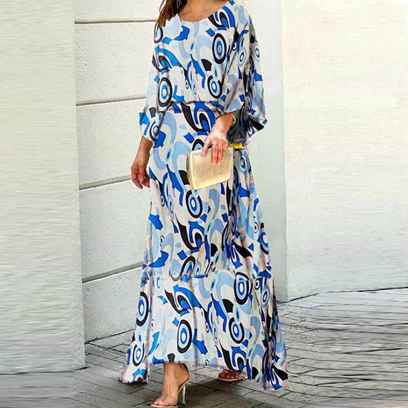 Dresses | Blue Curve Aztec Print Relaxed Midi Dress  –  Womens Clothing Blue