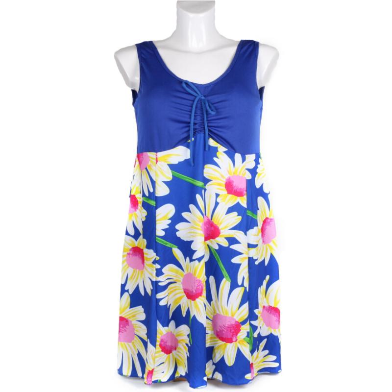 Dresses | Blue Floral Print Premium Stretch Dress  –  Womens Clothing Blue