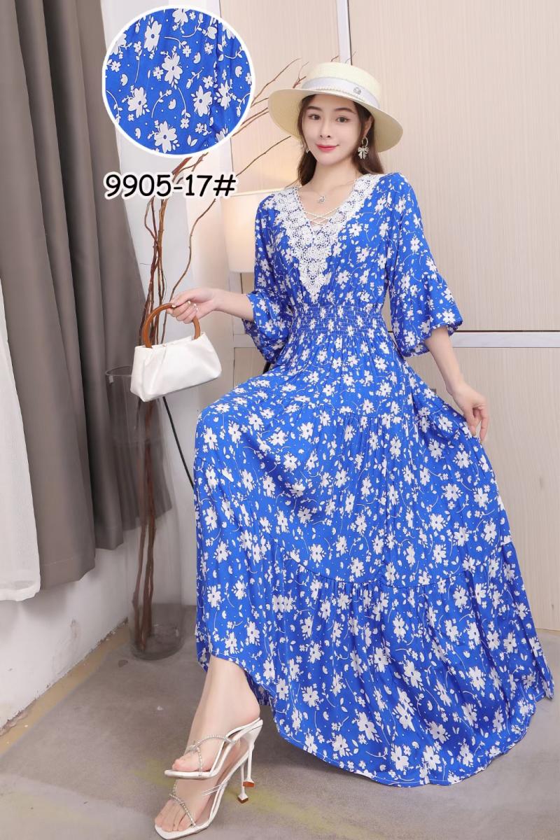 Dresses | Blue Paisley Print Frill Hem Maxi Dress  –  Womens Clothing Blue