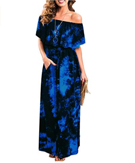 Dresses | Blue Petite Abstract Floral Stretch Frill Dress  –  Womens Clothing Blue