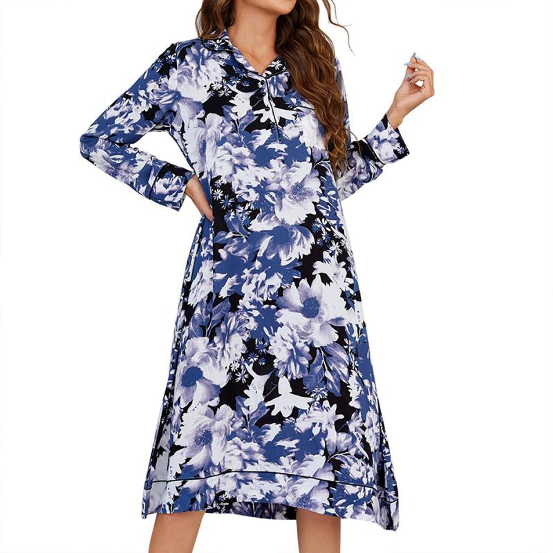 Dresses | Blue Petite Floral Print Buckle Dress  –  Womens Clothing Blue