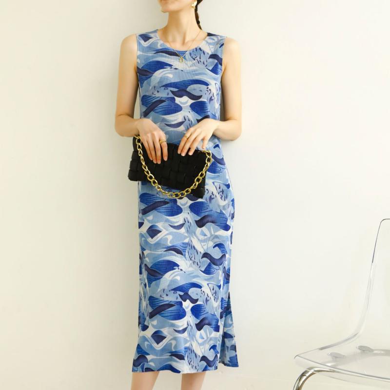 Dresses | Blue Petite Floral Print Stretch Dress  –  Womens Clothing Blue