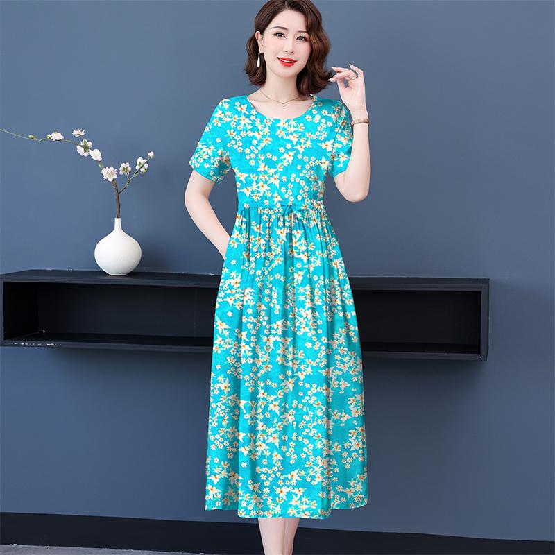 Dresses | Blue Petite Floral Print Stretch Pocket Midi Dress  –  Womens Clothing Blue