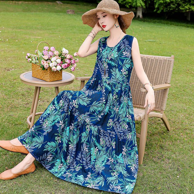 Dresses | Blue Petite Tropical Print Tunic Dress  –  Womens Clothing Blue