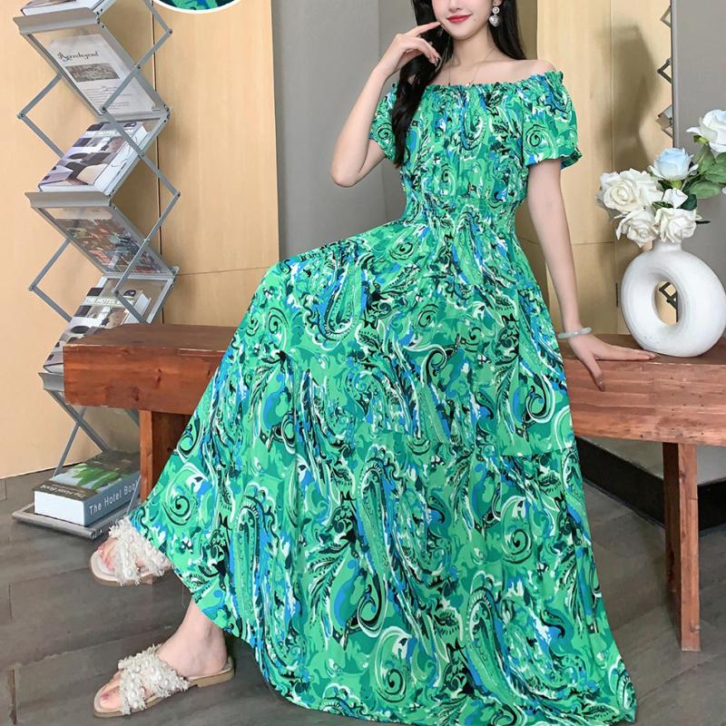 Dresses | Blue Shirred Waist Abstract Print Maxi Dress  –  Womens Clothing Blue