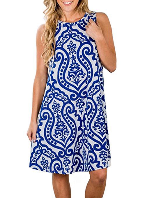 Dresses | Blue Sleeveless Paisley Print Overlay Dress  –  Womens Clothing Blue