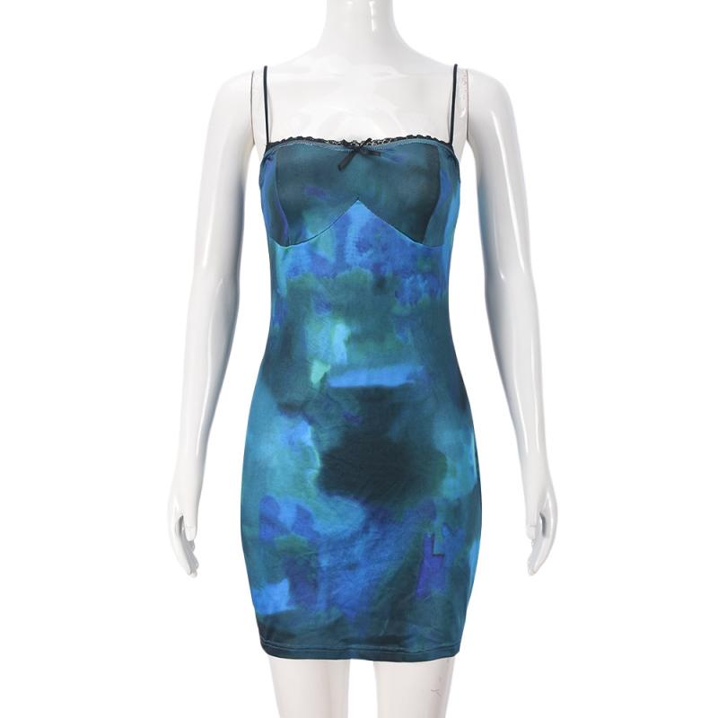 Dresses | Blue Tie Dye Print Shift Dress  –  Womens Clothing Blue