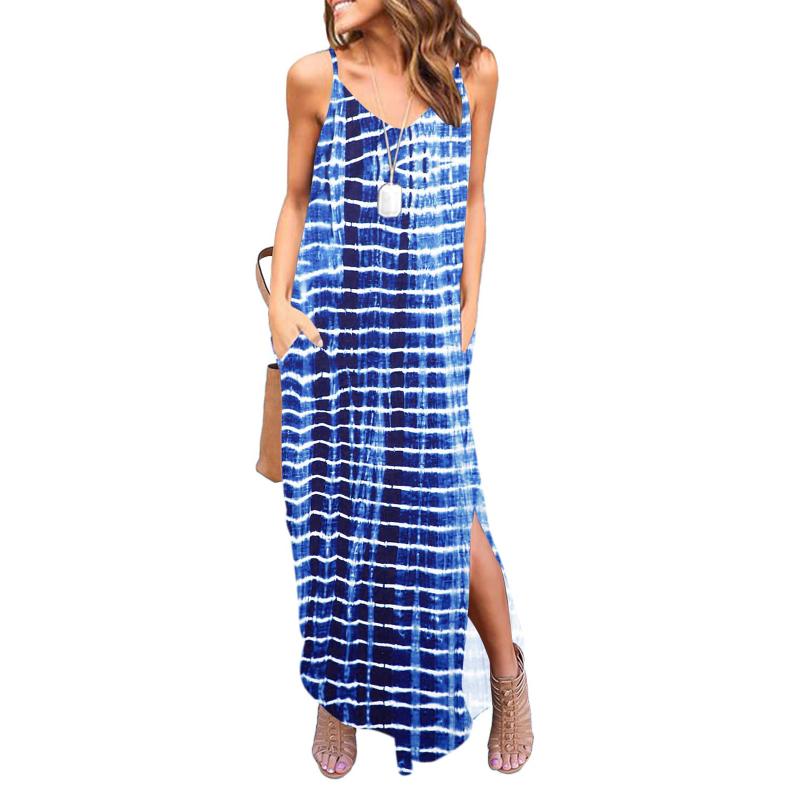 Dresses | Blue Tie Dye Print Tiered Dress  –  Womens Clothing Blue