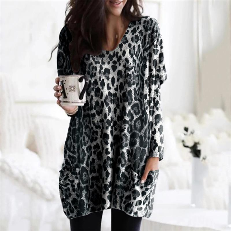 Dresses | Dark Grey Abstract Animal Print Shift Dress  –  Womens Clothing Dark Grey