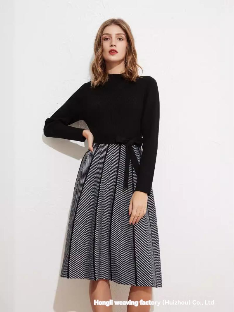 Dresses | Forest Contrast Skirt Knit Jacquard Dress  –  Womens Clothing Dresses