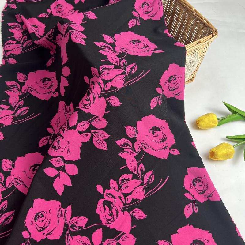 Dresses | Fuchsia Floral Contrast Print Midi Dress  –  Womens Clothing Dresses