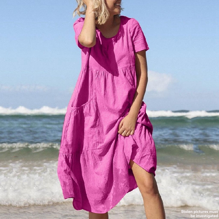 Dresses | Fuchsia Textured Tiered Smock Dress  –  Womens Clothing Dresses