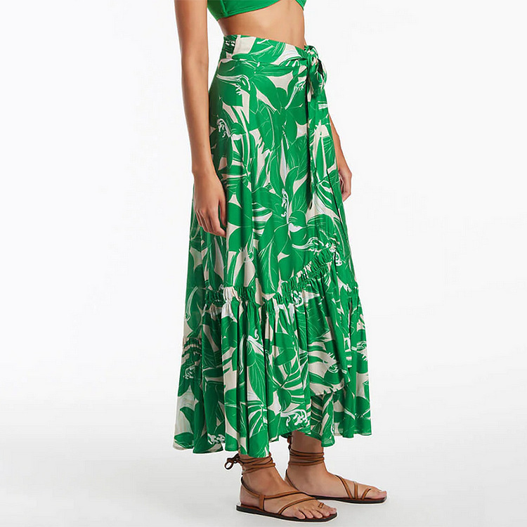 Dresses | Green Abstract Print Pleated Maxi Dress  –  Womens Clothing Dresses