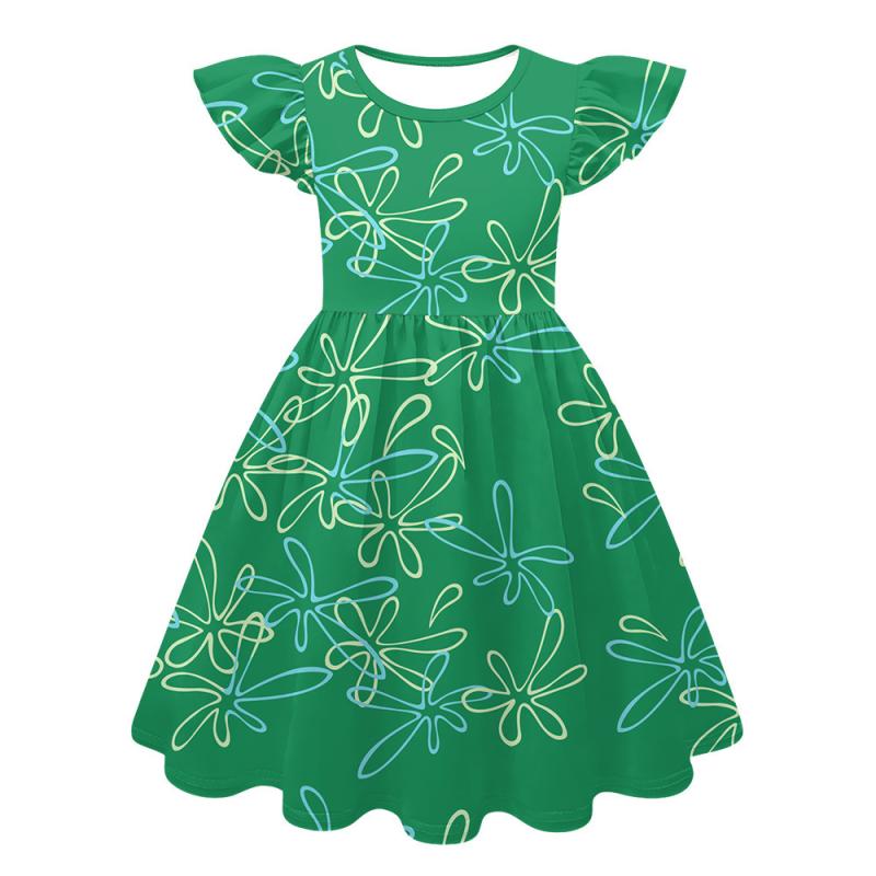 Dresses | Green Border Leaf Print Midi Dress  –  Womens Clothing Dresses