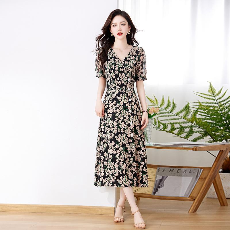 Dresses | Green Ditsy Floral Ruched Sleeve Midi Dress  –  Womens Clothing Dresses