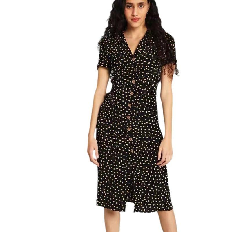 Dresses | Green Ditsy Spot Print Button Down Dress  –  Womens Clothing Dresses