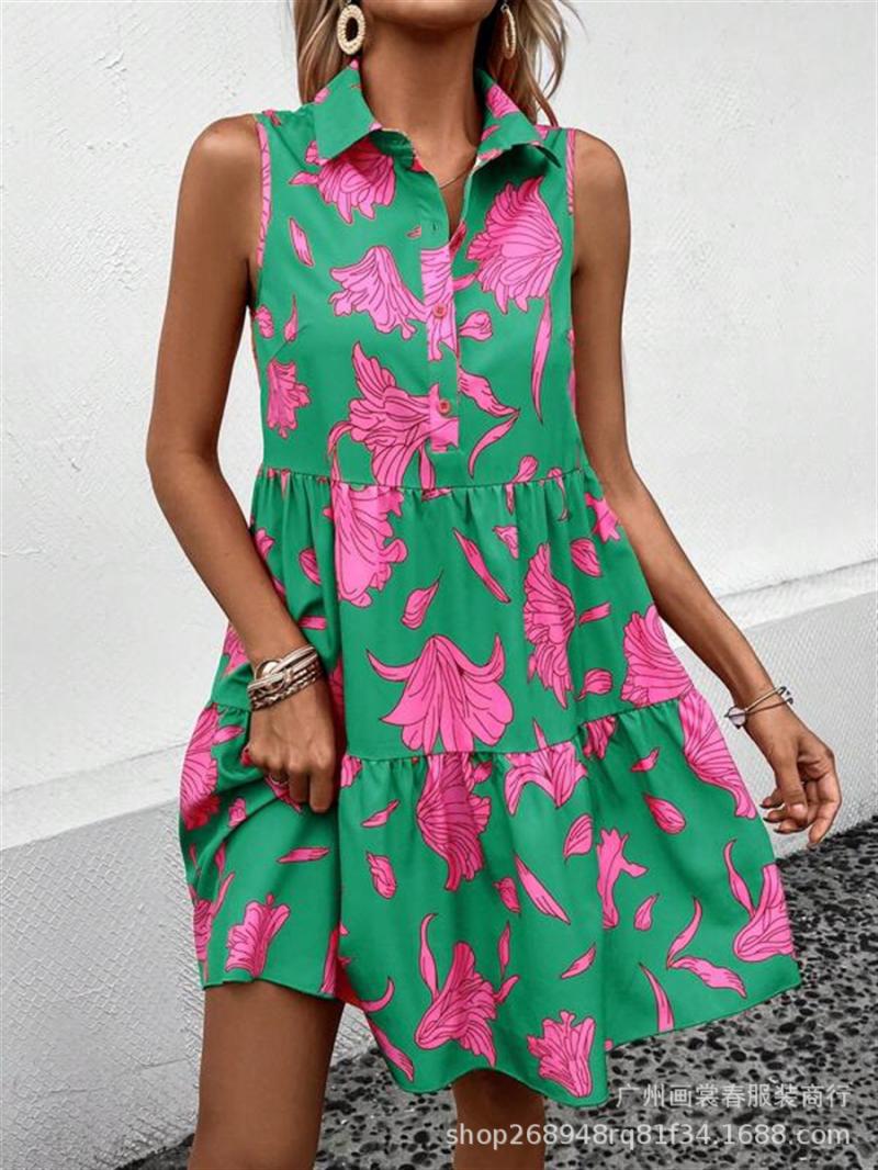 Dresses | Green Floral Print Midi Sundress  –  Womens Clothing Dresses