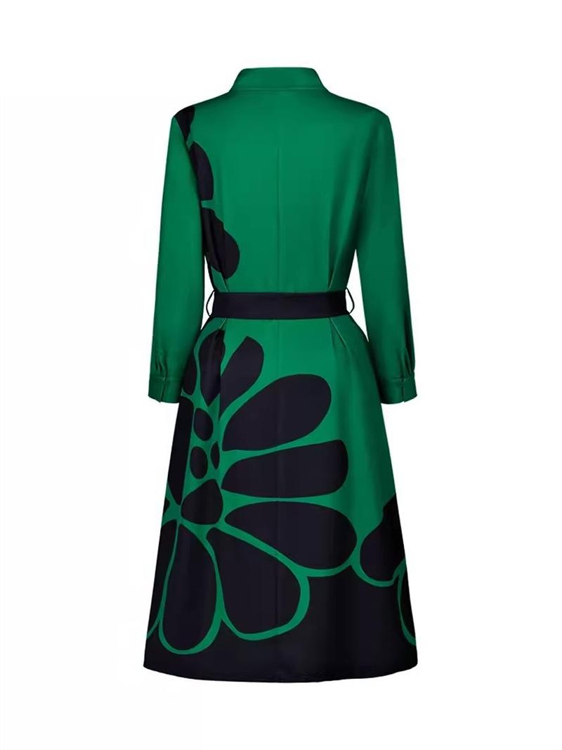 Dresses | Green Floral Print Shirred Midi Dress  –  Womens Clothing Dresses