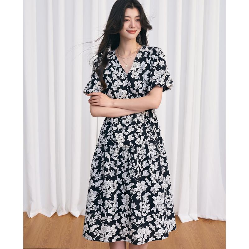 Dresses | Green Floral Print Tiered Midi Dress  –  Womens Clothing Dresses