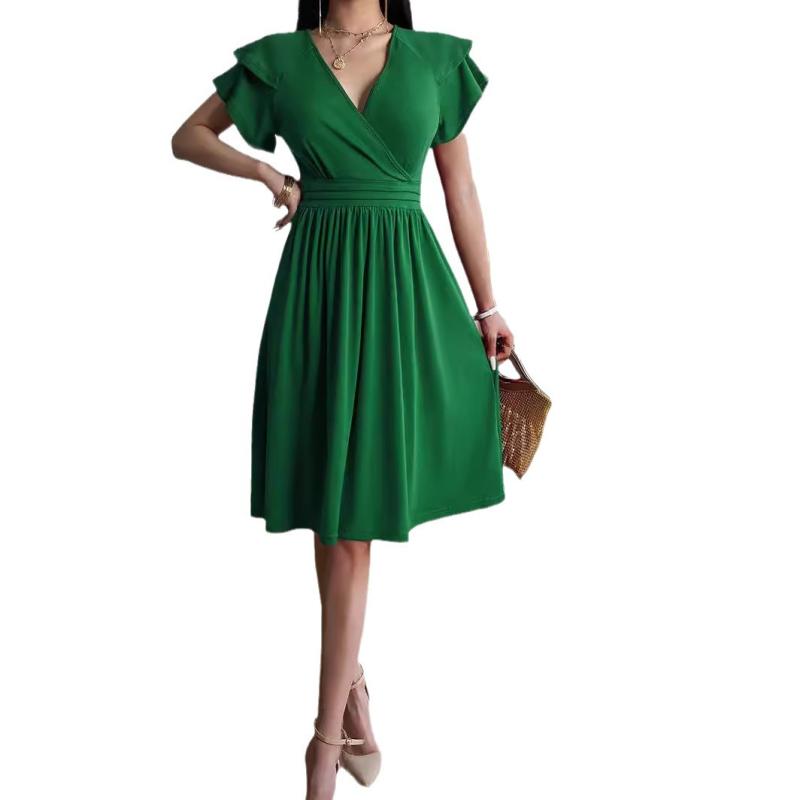 Dresses | Green Petite Button Detail Stretch Midi Dress  –  Womens Clothing Dresses