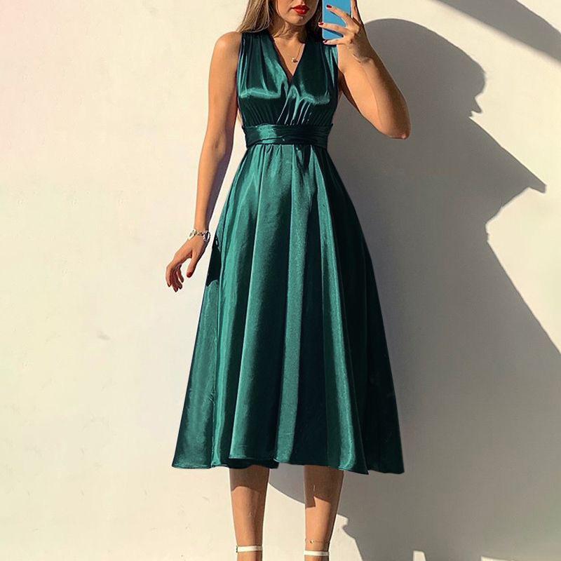 Dresses | Green Petite Embellished Waist Chiffon Mesh Dress  –  Womens Clothing Dresses