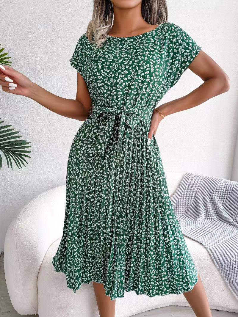 Dresses | Green Petite Floral Print Midi Dress  –  Womens Clothing Dresses