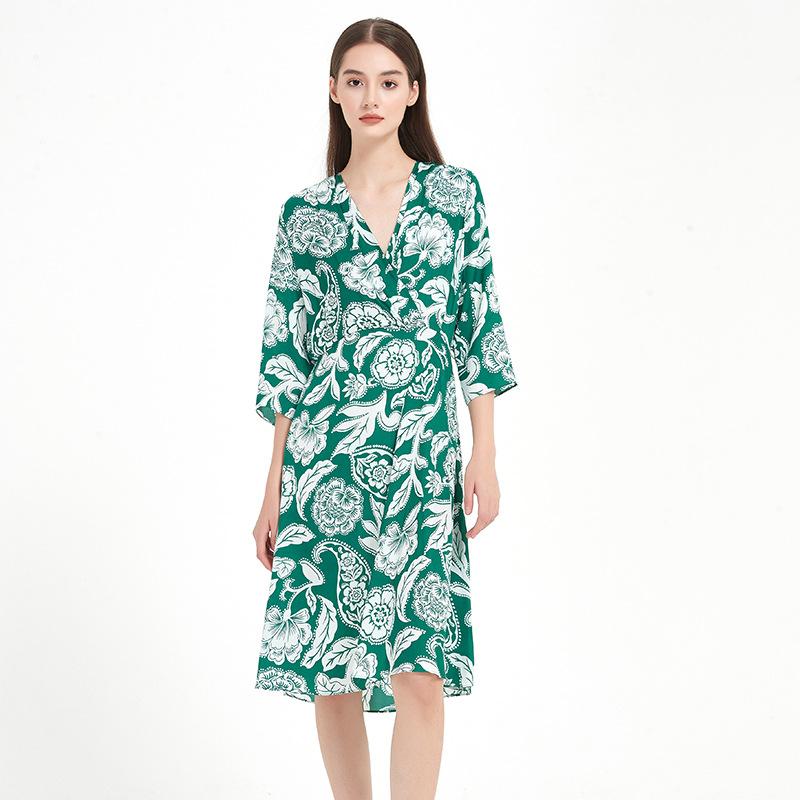 Dresses | Green Petite Floral Print Midi Dress  –  Womens Clothing Dresses