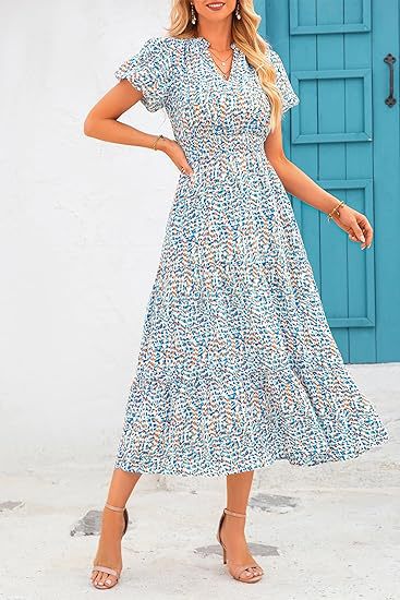 Dresses | Green Petite Floral Print Twist Waist Dress  –  Womens Clothing Dresses