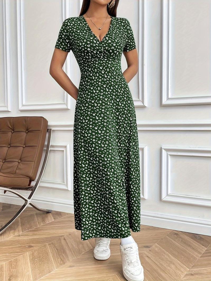 Dresses | Green Petite Flute Sleeve Maxi Dress  –  Womens Clothing Dresses