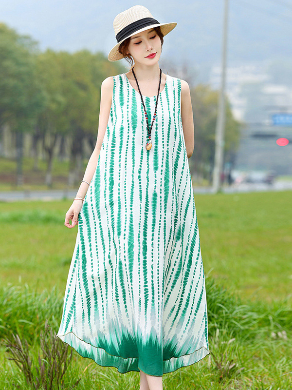 Dresses | Green Tie Dye Shirred Bardot Maxi Dress  –  Womens Clothing Dresses