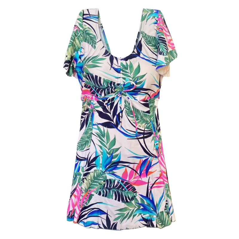 Dresses | Green Tropical Print Tiered Pocket Shift Dress  –  Womens Clothing Dresses