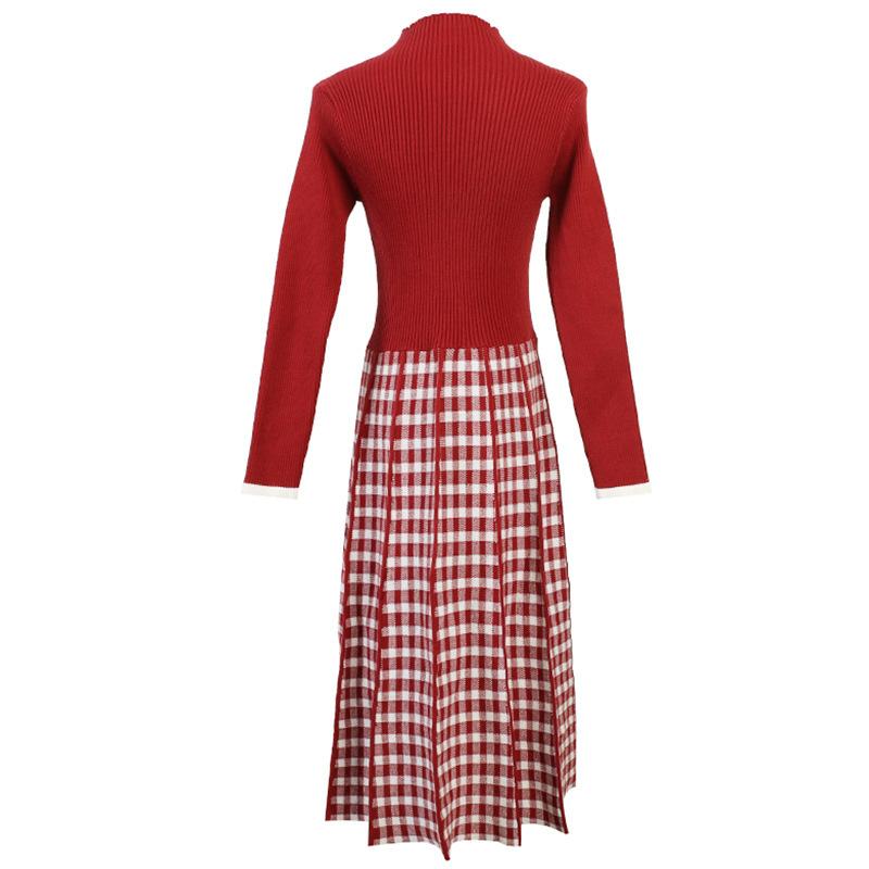 Dresses | Ivory Petite Contrast Check Knitted Dress  –  Womens Clothing Dresses