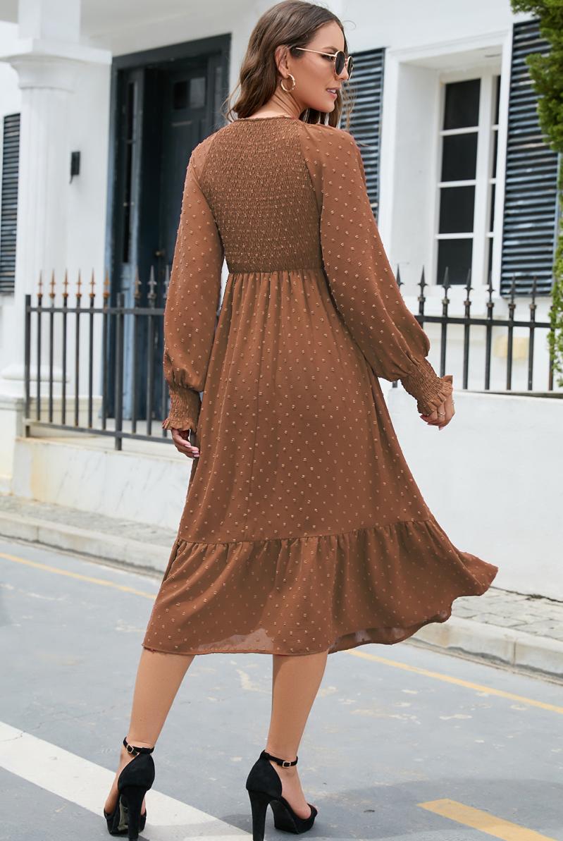 Dresses | Khaki Curve Chiffon Spot Smock Dress  –  Womens Clothing Dresses