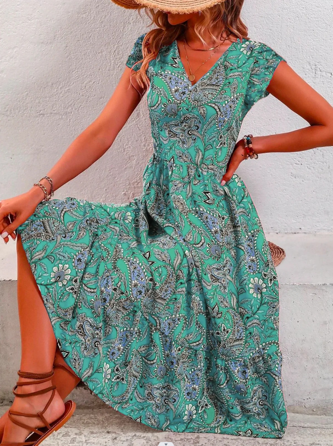 Dresses | Lime Abstract Paisley Print Stretch Maxi Dress  –  Womens Clothing Dresses